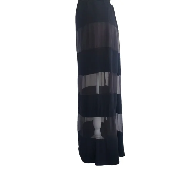 Alberto Makali Sheer Striped Black Maxi Skirt - Picture 2 of 6